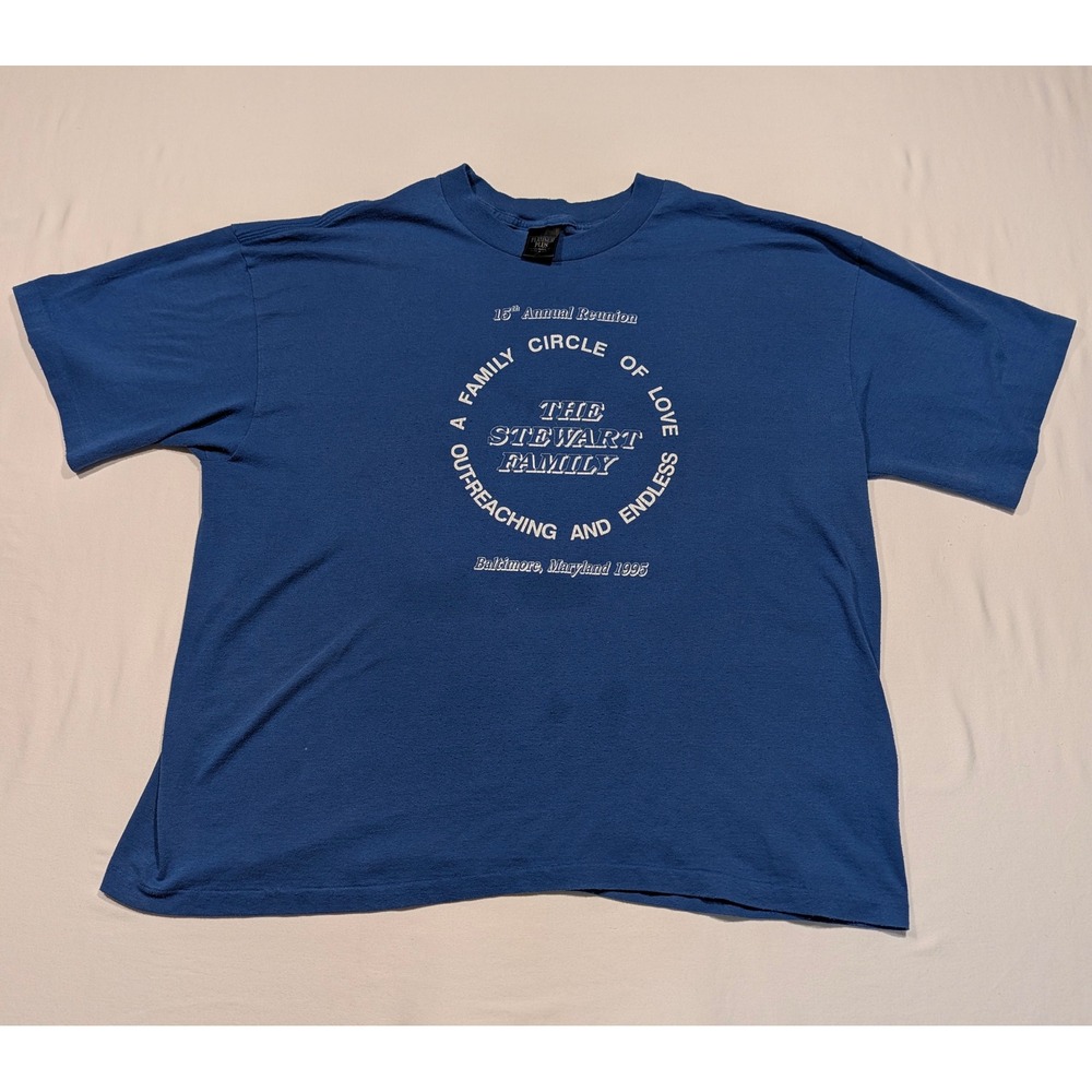 Vintage 1995 The Stewart Family Reunion T-Shirt Blue XL Baltimore Maryland 90s